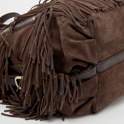 Tod's Brown Suede and Leather G-Line Frange Media Tote