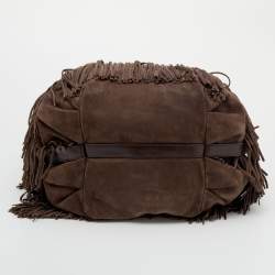 Tod's Brown Suede and Leather G-Line Frange Media Tote