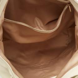 Tod's Cream/Brown Leather and Patent Leather Medium Flower Tote