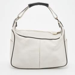 Tod's White/Black Leather Micky Hobo