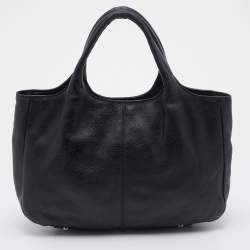 Tod's Black Leather Shopping Media Tote