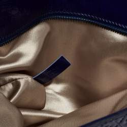 Tod's Blue Signature Embossed Patent Leather Turnlock Flap Clutch