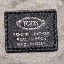 Tod's Black/Beige Leather And Python D-Styling Bauletto Satchel