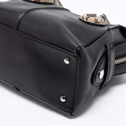 Tod's Black/Beige Leather And Python D-Styling Bauletto Satchel