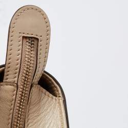 Tod's Metallic Beige Leather Small Studded Flower Tote