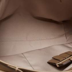 Tod's Metallic Beige Leather Small Studded Flower Tote