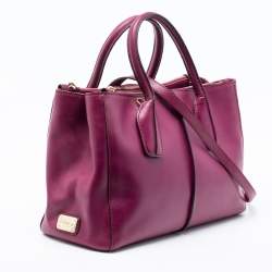 مملوكة مسبقًا Tod's Purple Leather Small D-Styling Shopper Tote