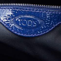 Tod's Navy Blue Patent Leather Signature Shopper Tote