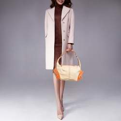 Tod's Beige/Orange Nylon and Leather Charlotte Hobo
