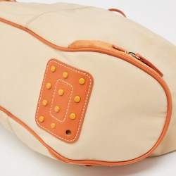 Tod's Beige/Orange Nylon and Leather Charlotte Hobo