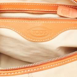 Tod's Beige/Orange Nylon and Leather Charlotte Hobo