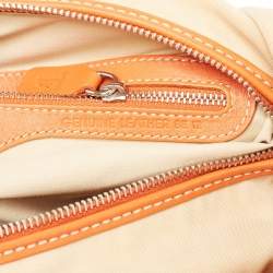 Tod's Beige/Orange Nylon and Leather Charlotte Hobo