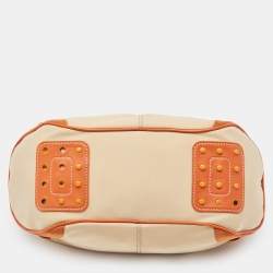 Tod's Beige/Orange Nylon and Leather Charlotte Hobo