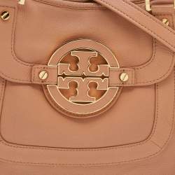 Pre Owned Tory Burch Peach Leather Amanda Hobo