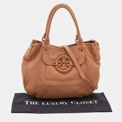 Pre Owned Tory Burch Peach Leather Amanda Hobo