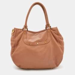 Pre Owned Tory Burch Peach Leather Amanda Hobo