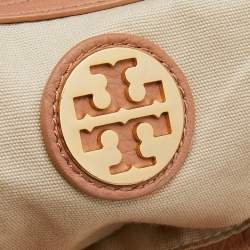 Pre Owned Tory Burch Peach Leather Amanda Hobo