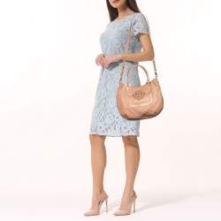 Pre Owned Tory Burch Peach Leather Amanda Hobo