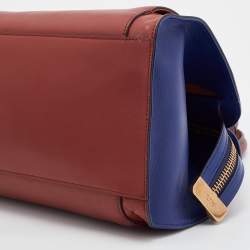 Pre Owned Tod's Red/Blue Leather Sella Bowler Bag