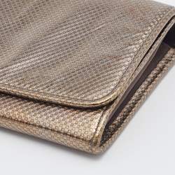 Tod's Metallic Gold Textured Leather Continental Wallet