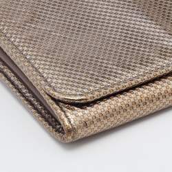 Tod's Metallic Gold Textured Leather Continental Wallet