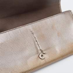 Tod's Metallic Gold Textured Leather Continental Wallet