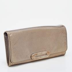 Tod's Metallic Gold Textured Leather Continental Wallet
