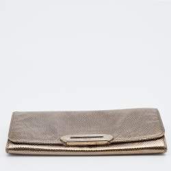 Tod's Metallic Gold Textured Leather Continental Wallet