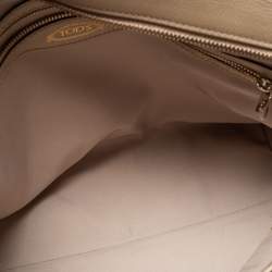 Pre Owned Tod's Metallic Beige Leather Small Studded Flower Tote