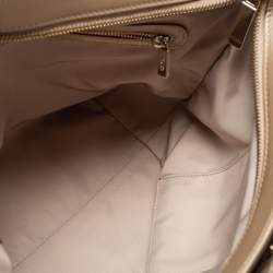 Pre Owned Tod's Metallic Beige Leather Small Studded Flower Tote