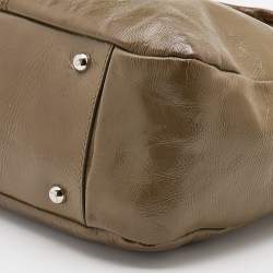 Pre Owned Tod's Olive Patent Leather Tote 