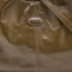 Pre Owned Tod's Olive Patent Leather Tote 