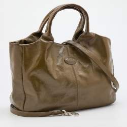 Pre Owned Tod's Olive Patent Leather Tote 
