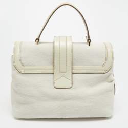 Tod's  White Calf Hair and Leather Flap Top Handle Bag