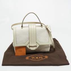 Tod's  White Calf Hair and Leather Flap Top Handle Bag