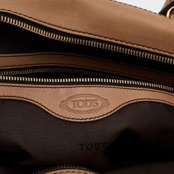 Tod's Beige Leather D-Styling Bauletto Medio Satchel
