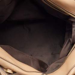 Tod's Beige Leather D-Styling Bauletto Medio Satchel