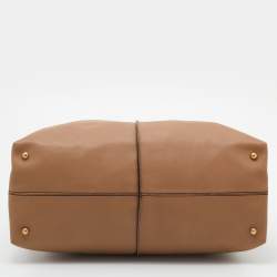 Tod's Beige Leather D-Styling Bauletto Medio Satchel