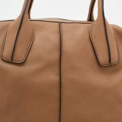 Tod's Beige Leather D-Styling Bauletto Medio Satchel