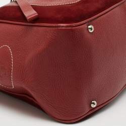 Tod's Red Leather and Suede Mickey 'Ferrari' Hobo