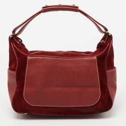 Tod's Red Leather and Suede Mickey 'Ferrari' Hobo