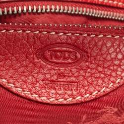 Tod's Red Leather and Suede Mickey 'Ferrari' Hobo