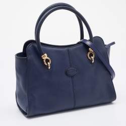 Tod's Navy Blue Leather Sella Satchel