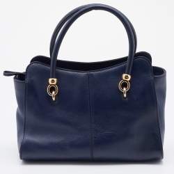 Tod's Navy Blue Leather Sella Satchel