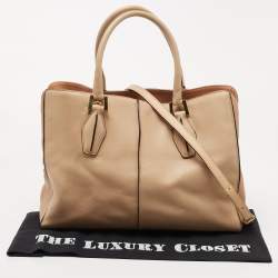 Pre Owned Tod's Two Tone Leather Medium D-Cube Tote