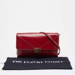 Tod's Red Leather Flap Chain Shoulder Bag