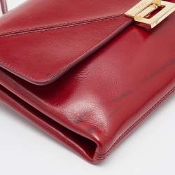 Tod's Red Leather Flap Chain Shoulder Bag