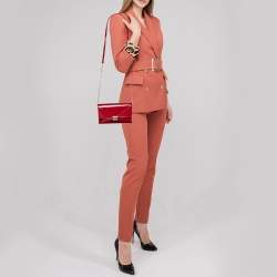 Tod's Red Leather Flap Chain Shoulder Bag