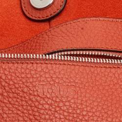 Pre Owned Tod's Orange Leather Medium Joy Shopper Tote