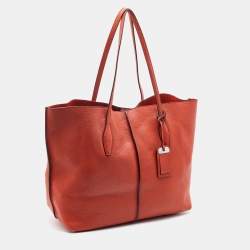 Pre Owned Tod's Orange Leather Medium Joy Shopper Tote